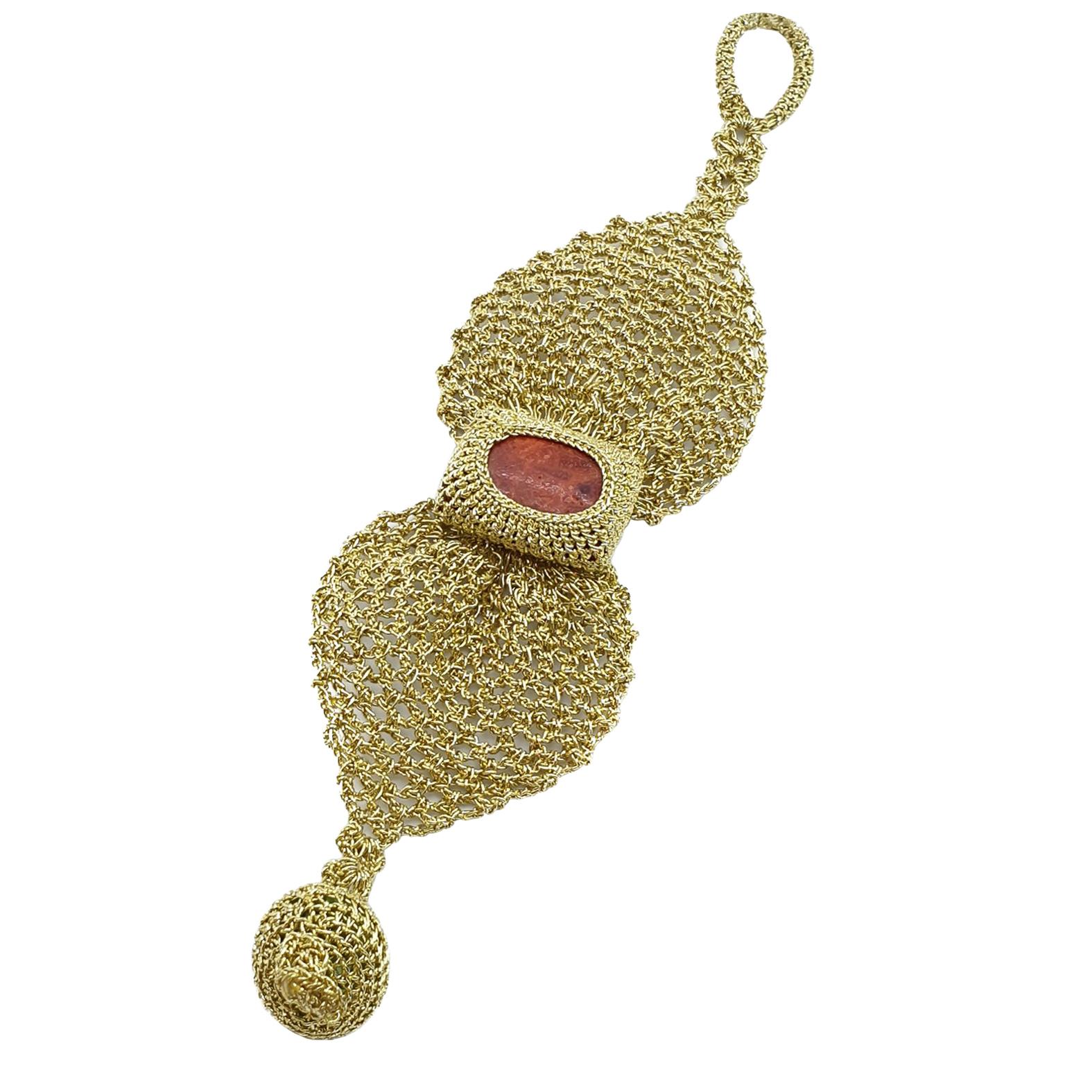 Gold Color Thread Red Coral Vintage Victorian Classic Fine Jewelry Bracelet For Sale