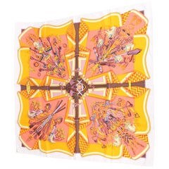 Hermes Silk Carre Scarf 'Bouquets Sellier' - orange/salmon/lilac/white