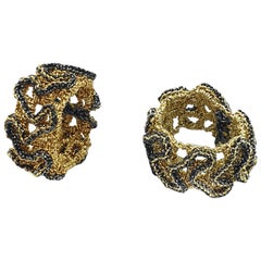 Black Gold Color Thread Contemporary Custom Made Fun Art Jewelry Rings