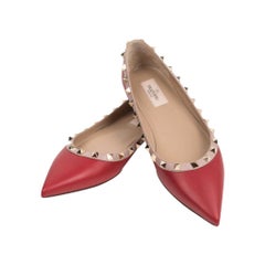 Valentino Shoe Rockstud Red Ballet Flat 39 / 9