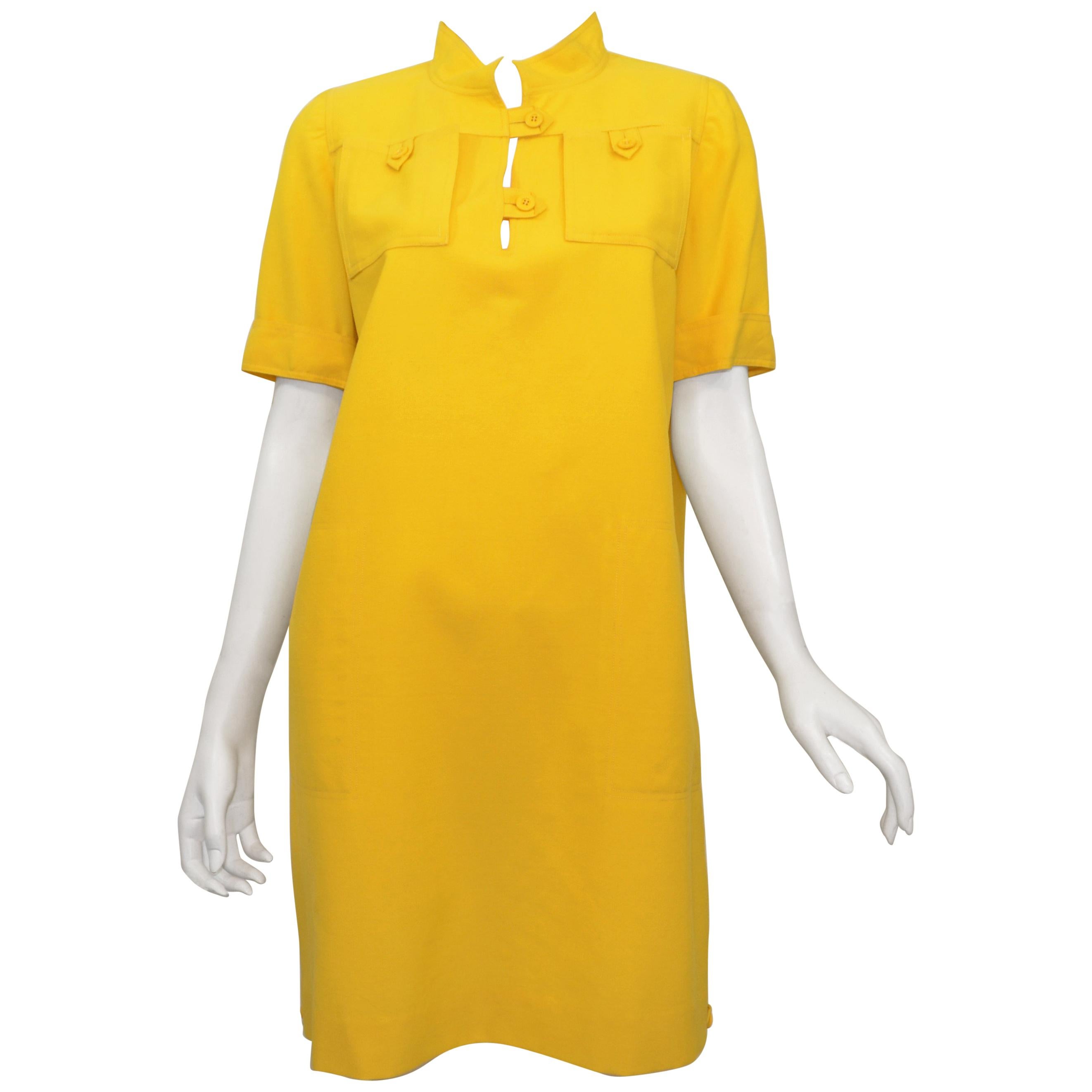 1970's Courreges Vintage Yellow Dress