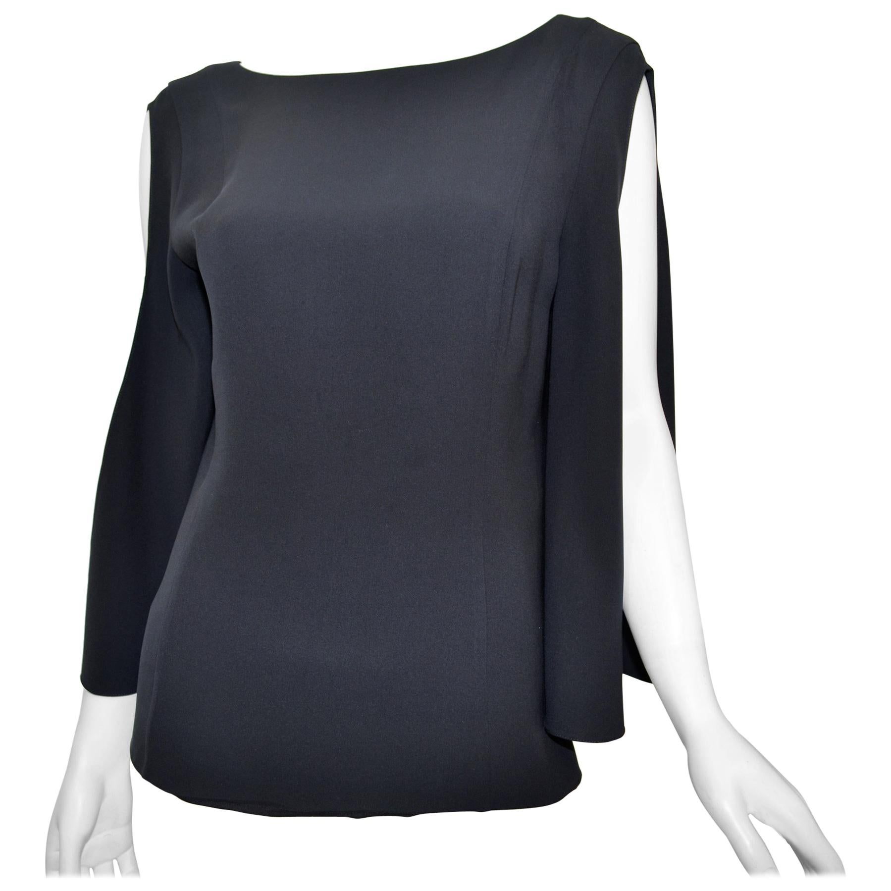 Christian Dior Silk Blouse with Cut Sleeves at 1stDibs