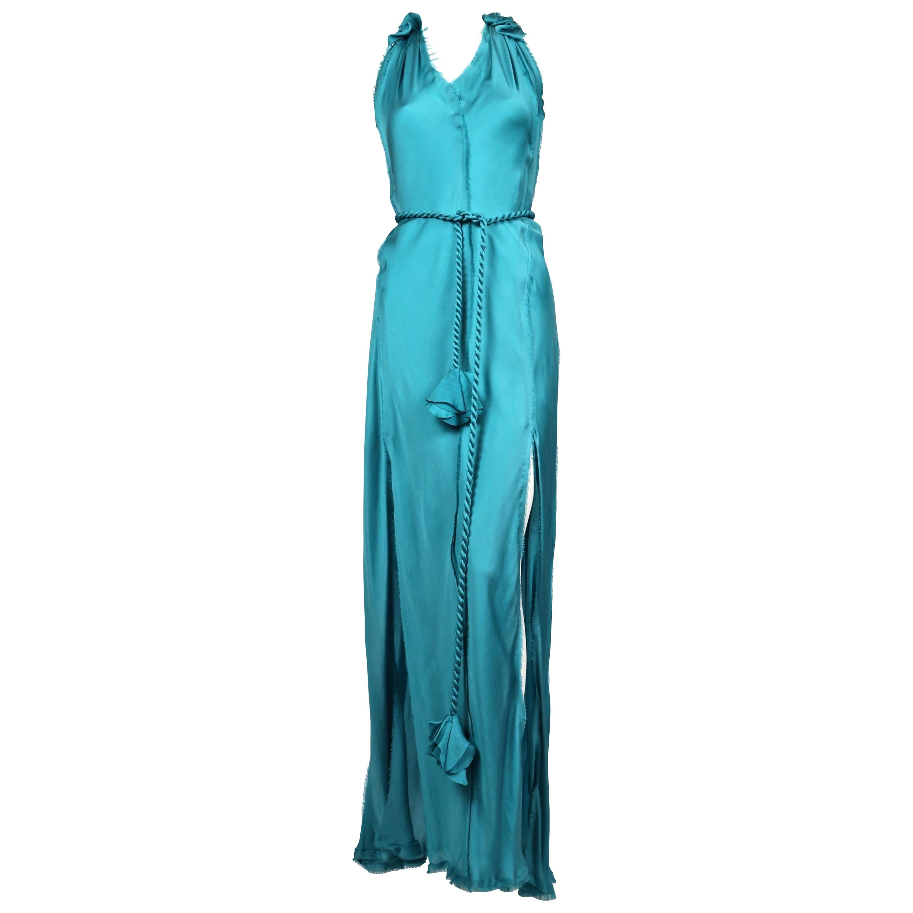 LANVIN by Alber Elbaz turquoise silk bias cut dress