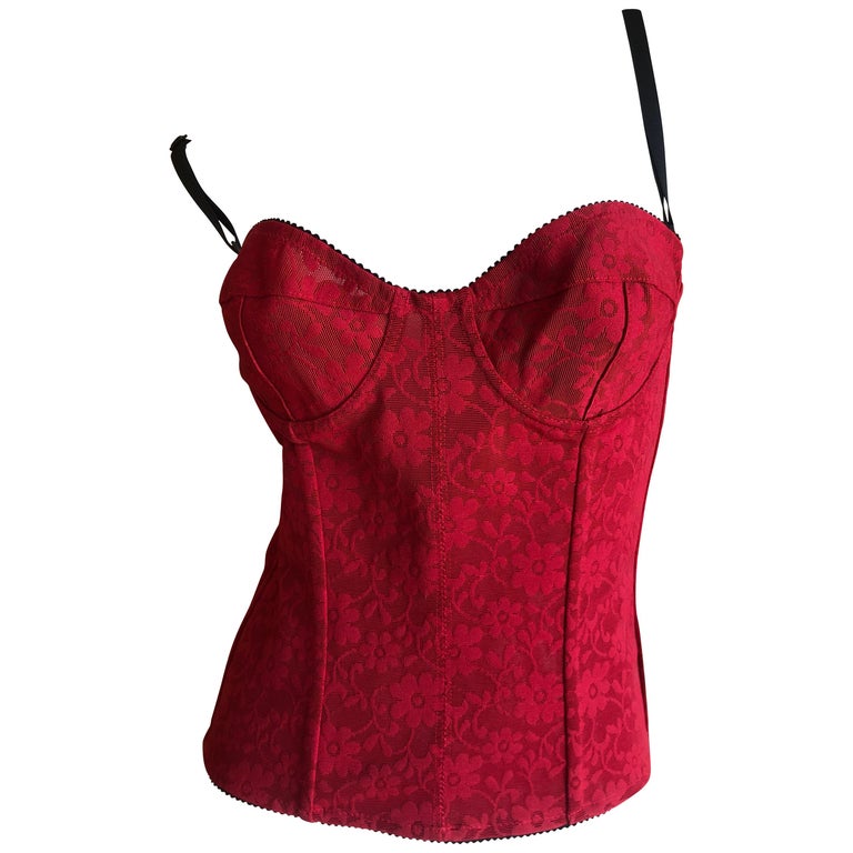 D&G Dolce and Gabbana Vintage Red Lace Corset For Sale at 1stDibs