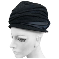 Christian Dior Chapeaux Vintage 1960's Black Knit Turban
