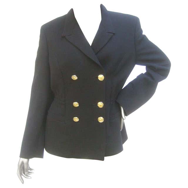 Versace Versus Black Wool Military Style Jacket Circa 1990s For Sale at ...