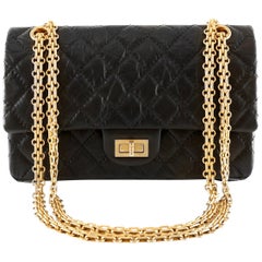 Chanel Black Distressed Calfskin 2.55 Flap Bag- Medium