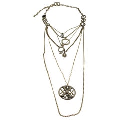 Jean Paul Gaultier Paris XX Collection Gilt Metal Multi-Strand Chain Necklace