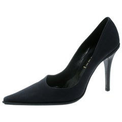 Casadei Navy Blue Satin Pointed Toe Pumps Size 38.5