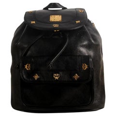 Vintage MCM Studded 868496 Black Leather Backpack