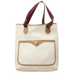 GUCCI Sherry Supreme Shopper 868461 White Coated Canvas Tote