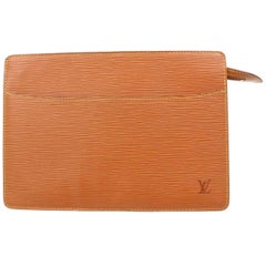 Vintage Louis Vuitton Pochette Homme 868129 Brown Leather Clutch