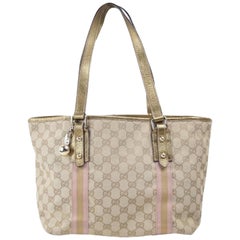 Vintage Gucci Jolicoeur Monogram Charm 867975 Brown Canvas Tote