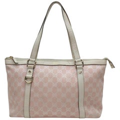 Gucci Monogram Signature Shopper Zip Tote 867830 Pink Canvas Shoulder Bag