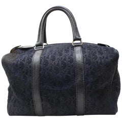 Dior Monogram Trotteur Bosotn 867747 Black Suede Leather Satchel