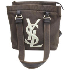 Saint Laurent Ysl Logo Tote 867762 Brown Canvas Shoulder Bag
