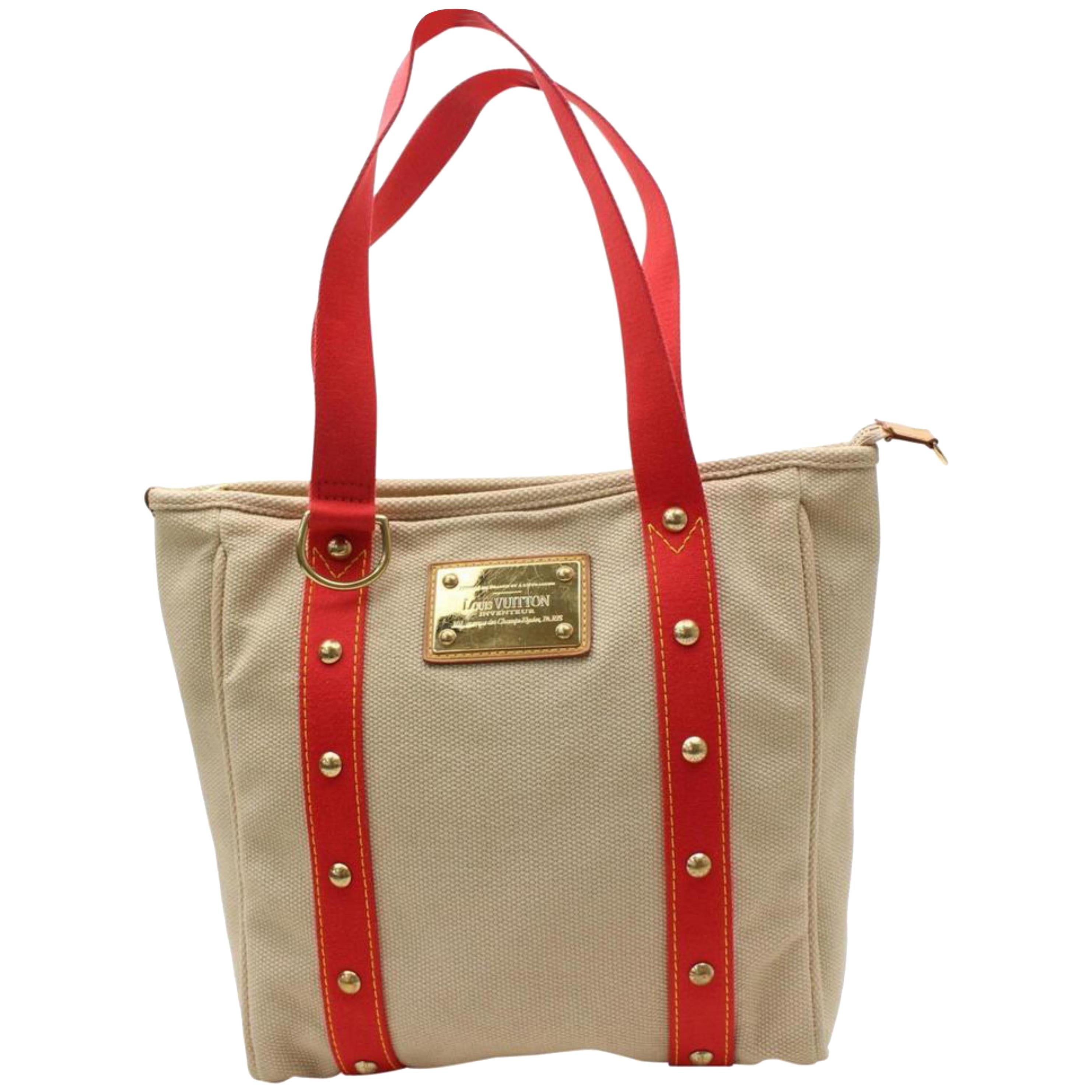 Louis Vuitton Cabas (Limited Edition) Antigua Mm 867495 Beige Canvas Tote For Sale