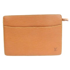 Vintage Louis Vuitton Homme Zip Pouch 867435 Brown Leather Clutch
