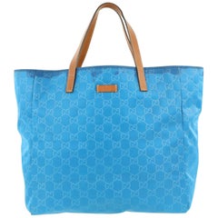 Vintage Gucci Shopping Blue Canvas Tote 867355