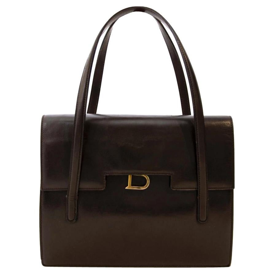 Delvaux Brown Box Calf Leather Shoulder Bag
