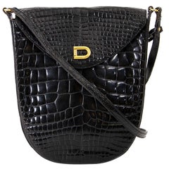 Delvaux Black Croco Violette Crossbody Bag