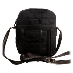 Vintage MCM Quilted Visetos Cross Body Messenger 869659 Black Nylon Shoulder Bag