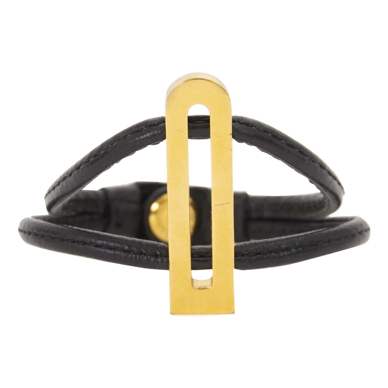 Delvaux Black Leather Gold D Bracelet