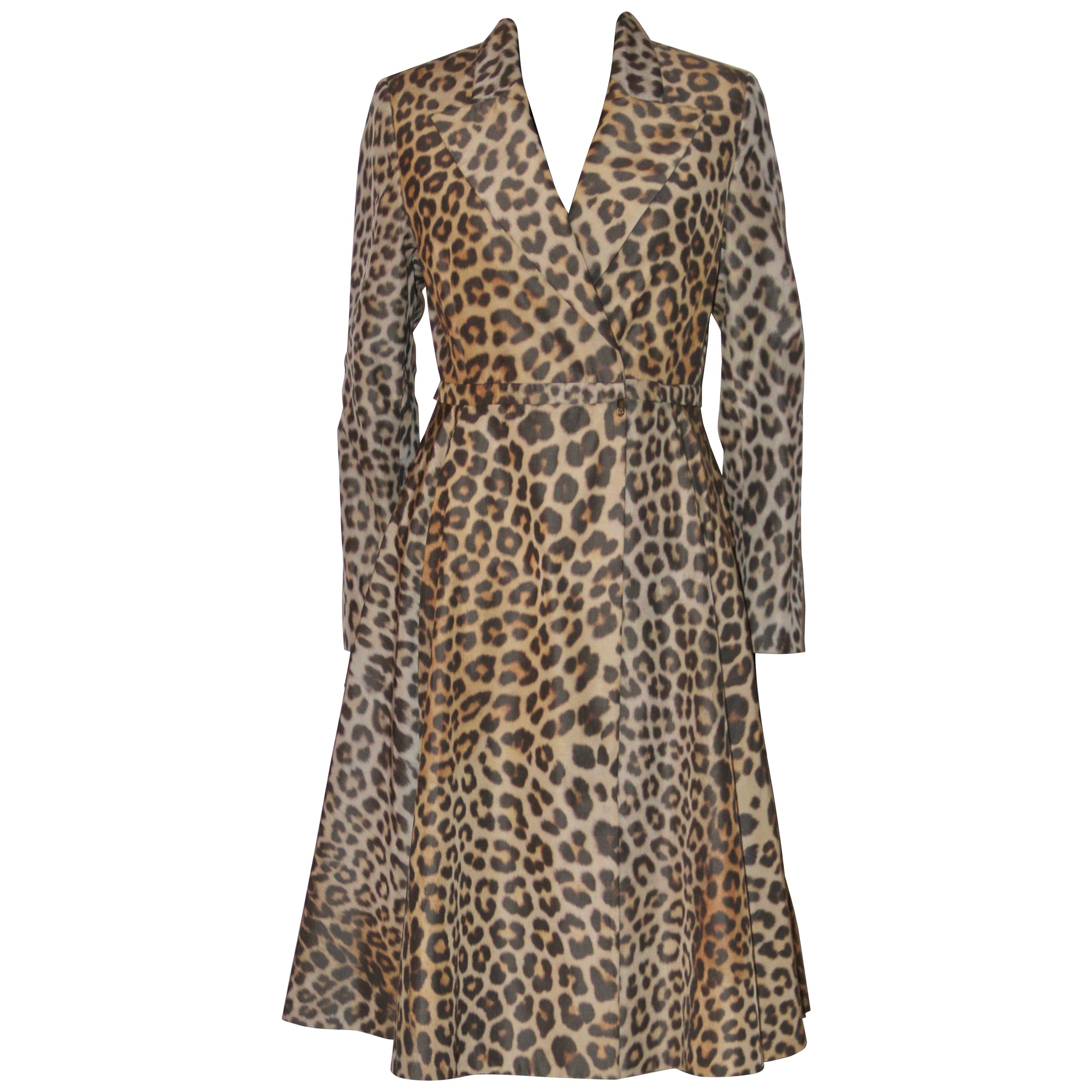 Christian Dior Coat Jacket Light Wool Mix Leopard Print