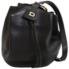 Delvaux Black Leather Rose Des Vents Bucket Bag