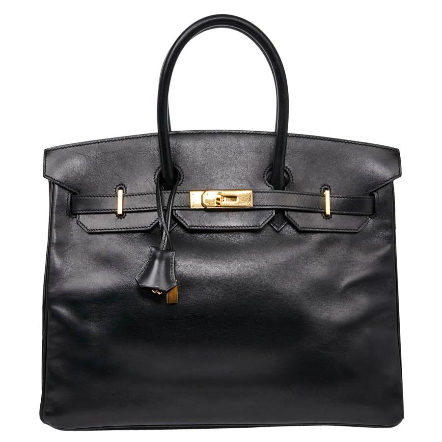 Iconic HERMES Birkin 35 in Black Box Leather