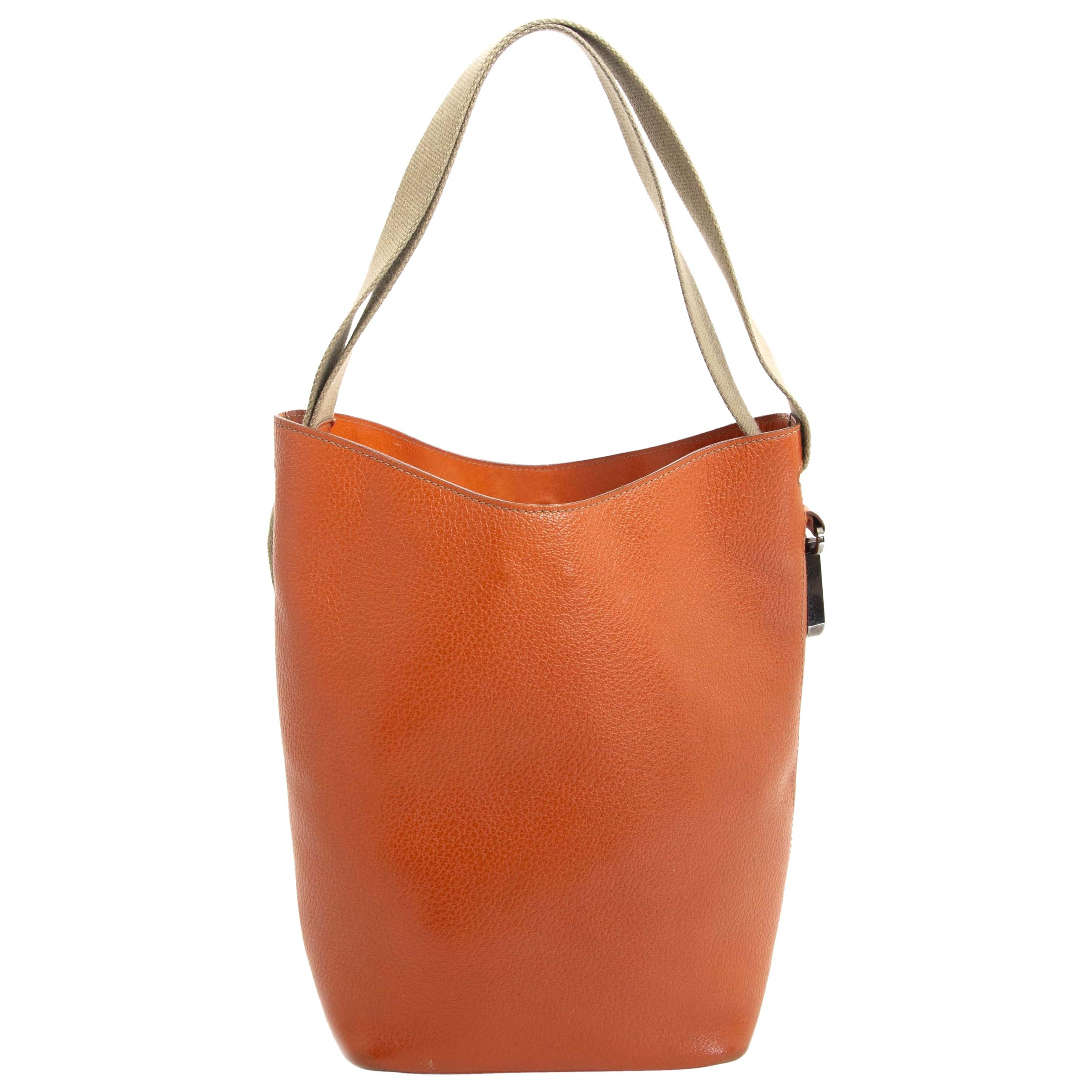 Deux De Delvaux Orange Bucket Bag