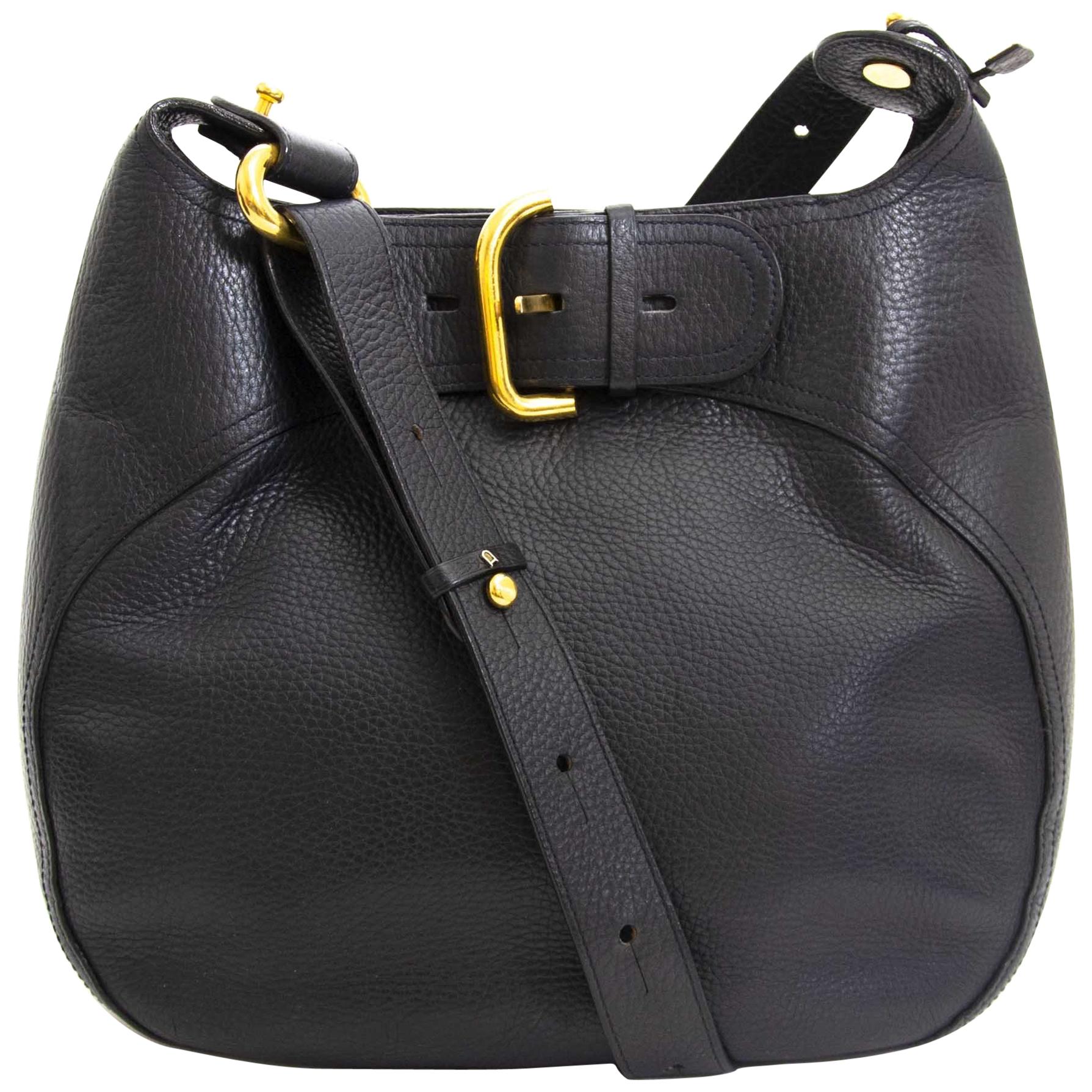 Delvaux Dark Blue Leather Shoulder Bag