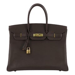 Hermes Birkin Handbag Chocolate Epsom with Gold Hardware 35
