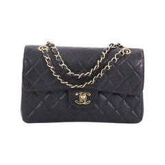 Chanel Vintage Classic Double Flap Bag Quilted Caviar Small