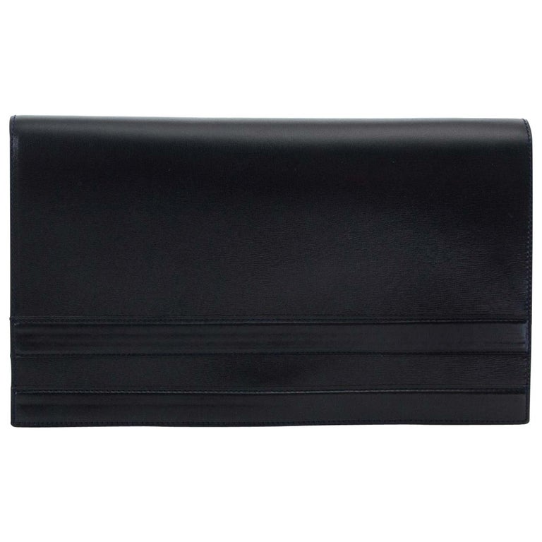 Delvaux Dark Blue Leather Clutch at 1stDibs