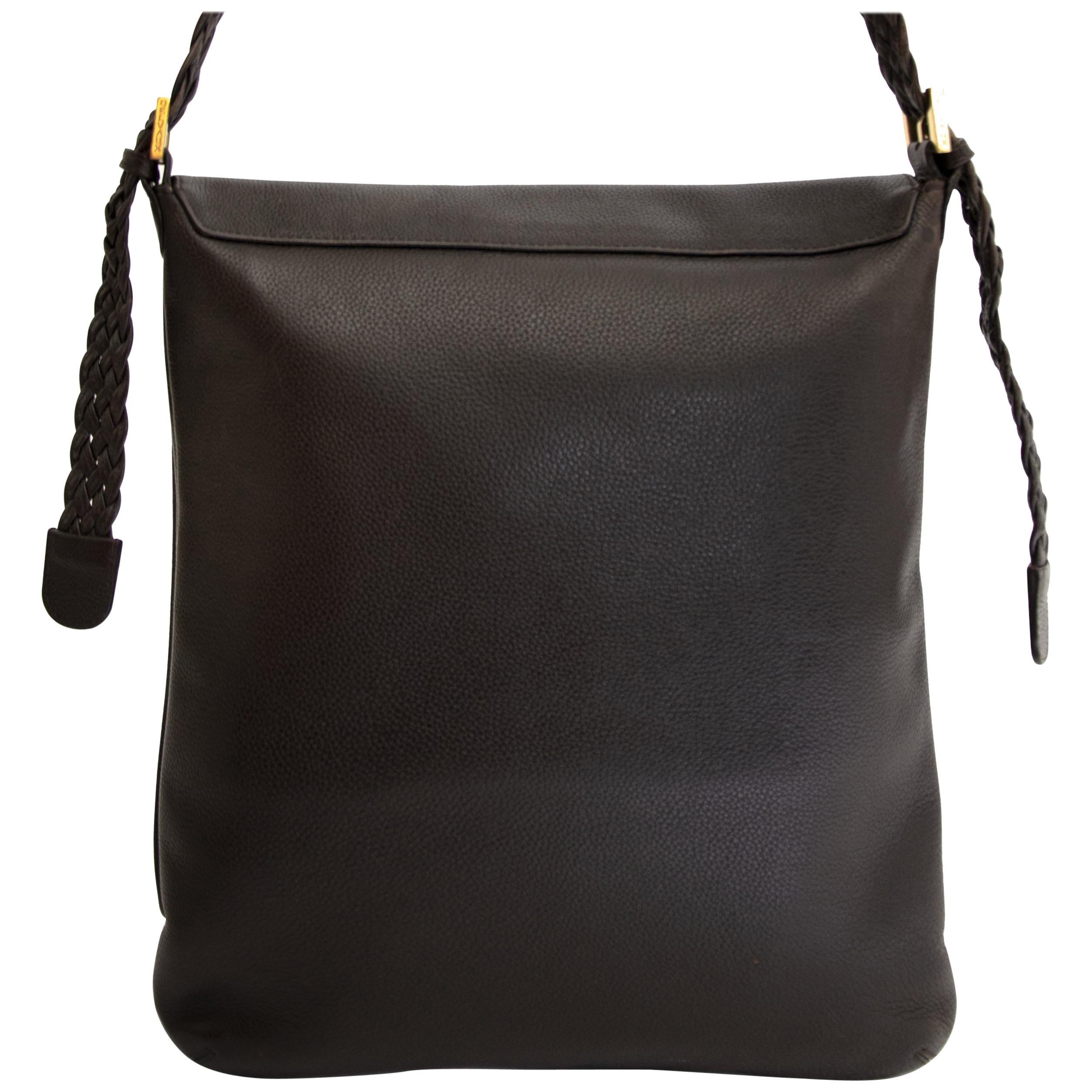 Delvaux Louise Baudrier Brown Leather Shoulder Bag 