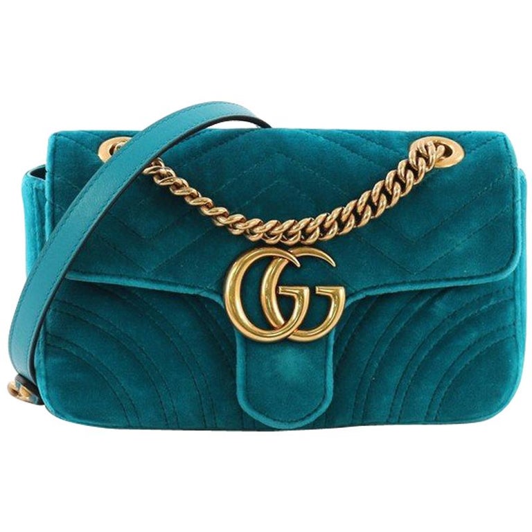 Gucci GG Marmont Flap Bag Matelasse Velvet Mini at 1stdibs