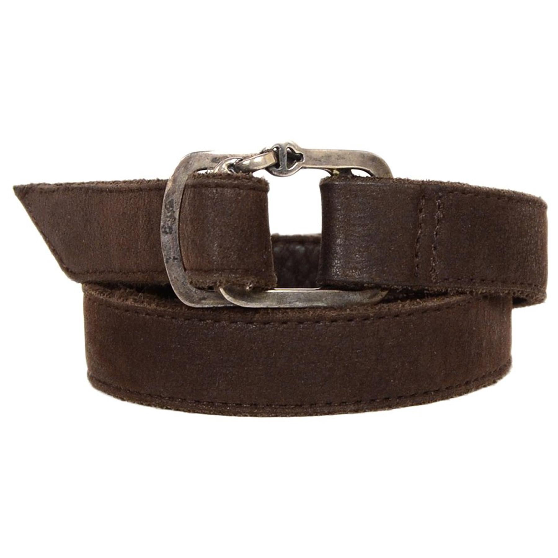 Hoorsenbuhs Brown Leather/Sterling Buckle Wrap Bracelet  For Sale