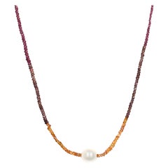 Zoe B 14K/Multicolor Faceted Sapphire Beaded 16" Necklace W/ Freshwater Pearl