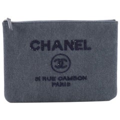 Chanel Deauville Pouch Denim with Sequins Medium