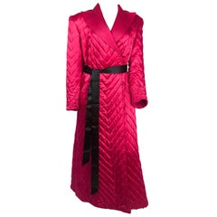 1940s Fuchsia Silk Satin Robe