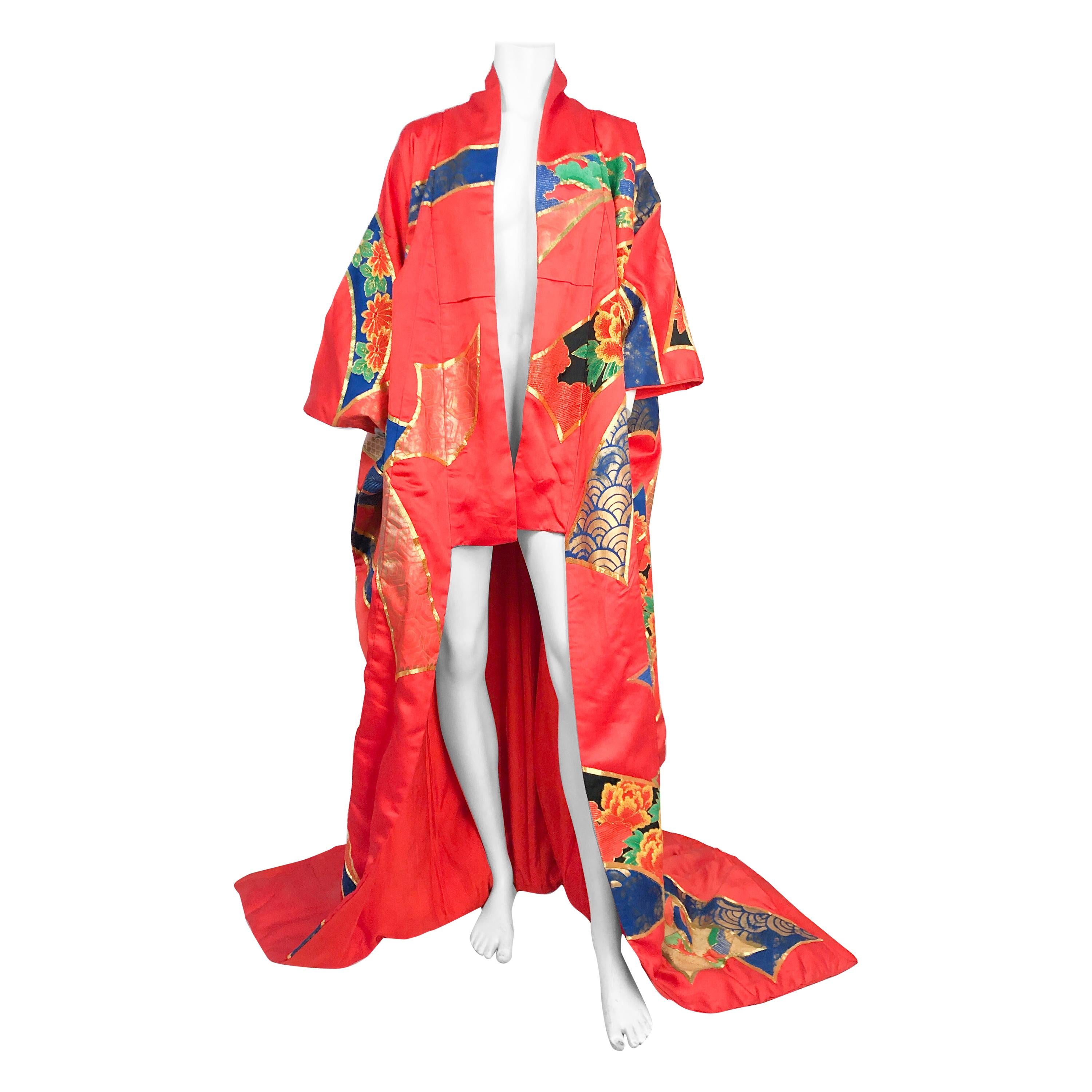 1980's Brilliant Orange Kimono Opera Coat at 1stDibs