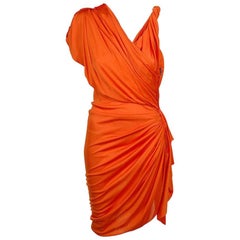 Gwyneth's LANVIN Orange Draped Faux-Wrap Crepe-Jersey Dress Small