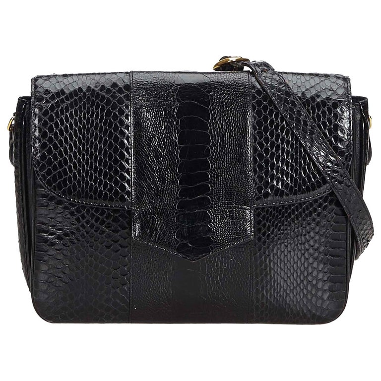 YSL Black Python Leather Leather Crossbody Bag France at 1stdibs