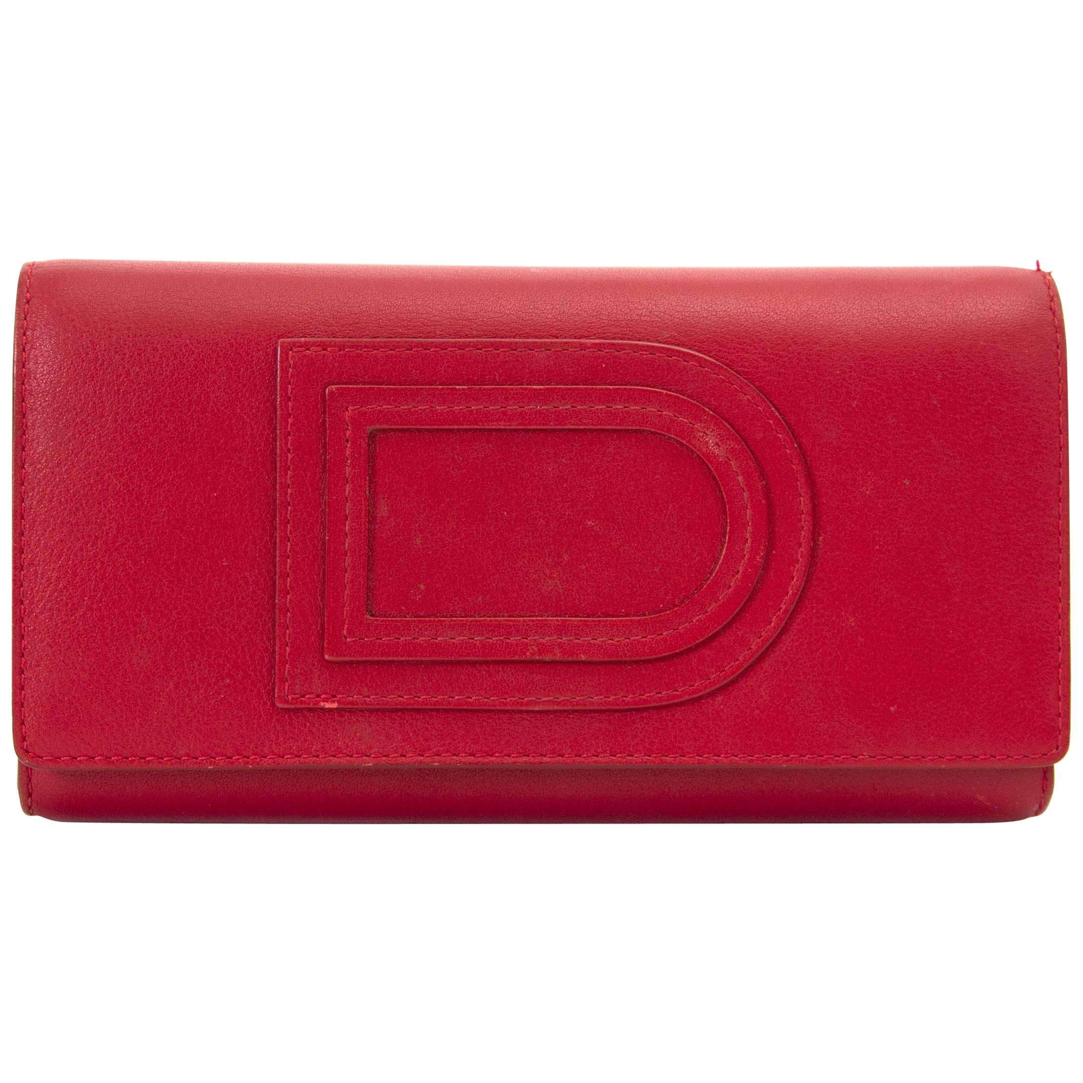 Delvaux Lipstck Red Trifold Wallet 