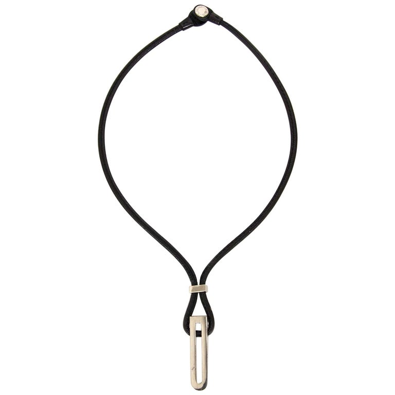 Delvaux Black Leather Necklace at 1stDibs