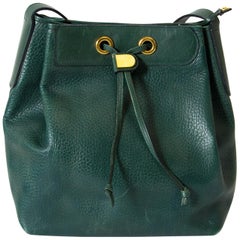 Delvaux Green Leather Bucket Bag
