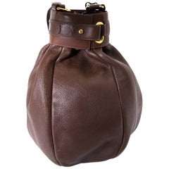 Delvaux Brown Leather Ecole Bucket Bag