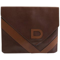 Delvaux Efficace Brown Leather Portfolio Clutch