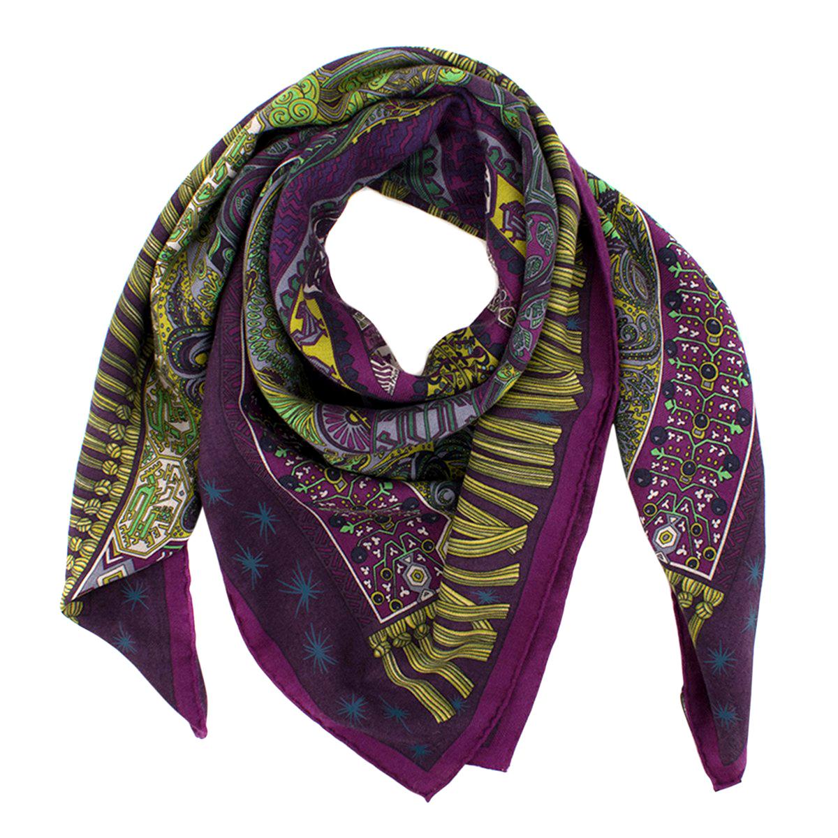 Hermes Sur un Tapis Volant Cashmere & Silk-Blend Scarf